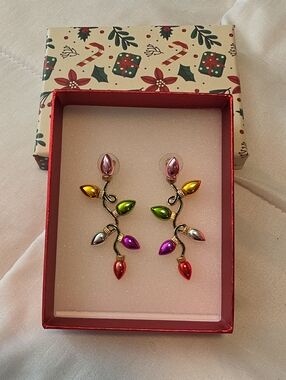 Festive Multicolor Holiday Light Drop Earrings - Women Jewelry